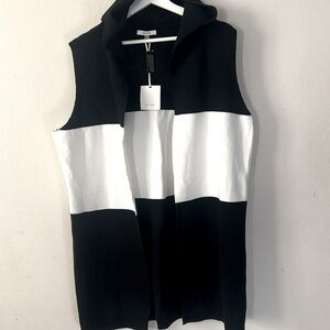 NWT Sioni size S long knit coat/vest with hoodie. sailor core extra soft